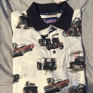 Vintage Car Print Polo Shirt